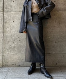 【ウォッシャブル加工】FAUX LEATHER SKIRT(フェイクレザースカート)