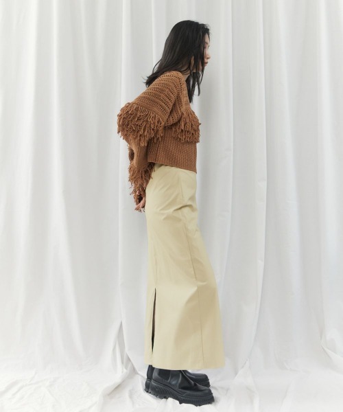 CIEL'AIR(シエルエアー)の「【ウォッシャブル加工】FAUX LEATHER SKIRT(フェイクレザースカート)(スカート・レディース・ブラック/イエロー・FREE)」の7枚目の写真