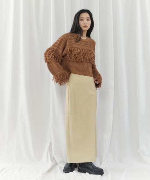 CIEL'AIR(シエルエアー)の「【ウォッシャブル加工】FAUX LEATHER SKIRT(フェイクレザースカート)(スカート・レディース・ブラック/イエロー・FREE)」の8枚目の写真