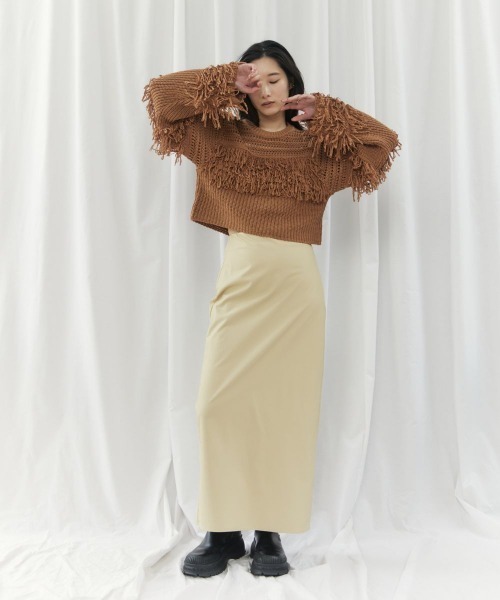 CIEL'AIR(シエルエアー)の「【ウォッシャブル加工】FAUX LEATHER SKIRT(フェイクレザースカート)(スカート・レディース・ブラック/イエロー・FREE)」の10枚目の写真