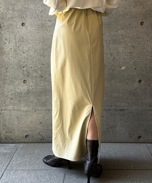 CIEL'AIR(シエルエアー)の「【ウォッシャブル加工】FAUX LEATHER SKIRT(フェイクレザースカート)(スカート・レディース・ブラック/イエロー・FREE)」の13枚目の写真
