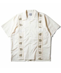 HOUSTON ヒューストン EMB CUBA SHIRT 虎 福 刺繍 キューバシャツ 半袖 オープンカラー 開襟シャツ