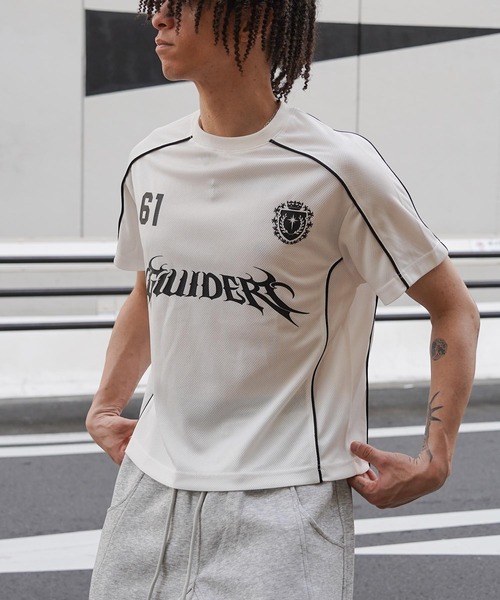 GUIDER(ガイダー)の「【GUIDER】メッシュ パイピング ゲーム Tee / Mesh Piping Game Tee(Tシャツ/カットソー・メンズ・ホワイト/ブラック/レッド・S/M/L)」の2枚目の写真