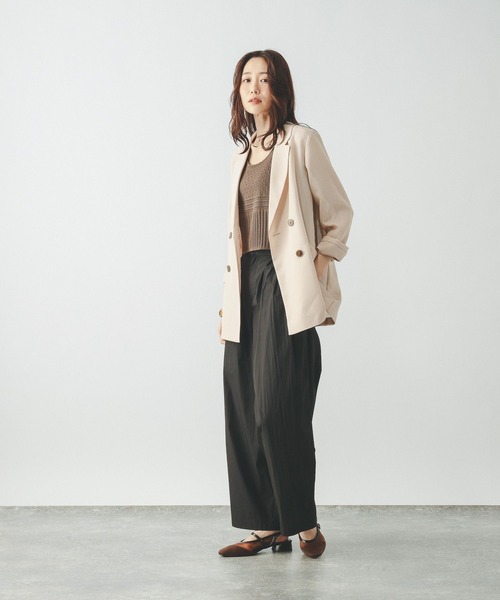 GLOBAL WORK（グローバルワーク）の「ストレッチメッシュWジャケット/636256（テーラードジャケット・レディース・オフホワイト/モカ/ネイビー・LARGE/MEDIUM）」の5枚目の写真
