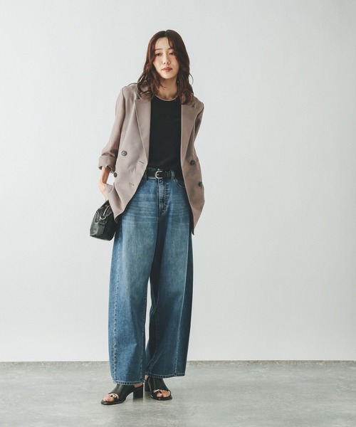 GLOBAL WORK（グローバルワーク）の「ストレッチメッシュWジャケット/636256（テーラードジャケット・レディース・オフホワイト/モカ/ネイビー・LARGE/MEDIUM）」の8枚目の写真