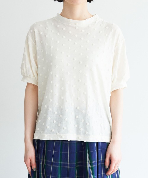 l'atelier du savon(アトリエドサボン)の「ベロアドット半袖T(Tシャツ/カットソー・レディース・アイボリー/ブラック・FREE)」の8枚目の写真