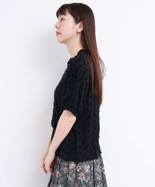 l'atelier du savon(アトリエドサボン)の「ベロアドット半袖T(Tシャツ/カットソー・レディース・アイボリー/ブラック・FREE)」の4枚目の写真