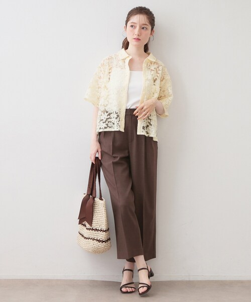 index（インデックス）の「フラワー刺繍シアーシャツ【洗濯機OK／イージーアイロン】（シャツ/ブラウス・レディース・ライトグレー/アイボリー/ブラック・00）」の6枚目の写真
