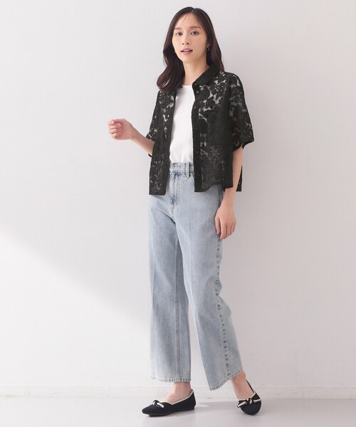 index（インデックス）の「フラワー刺繍シアーシャツ【洗濯機OK／イージーアイロン】（シャツ/ブラウス・レディース・ライトグレー/アイボリー/ブラック・00）」の13枚目の写真