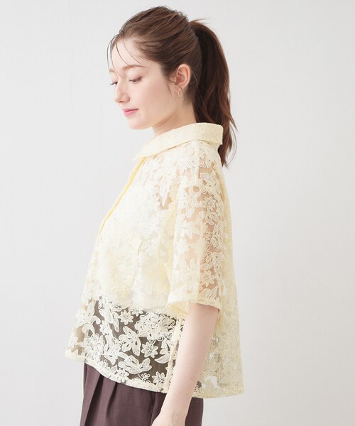 index（インデックス）の「フラワー刺繍シアーシャツ【洗濯機OK／イージーアイロン】（シャツ/ブラウス・レディース・ライトグレー/アイボリー/ブラック・00）」の17枚目の写真