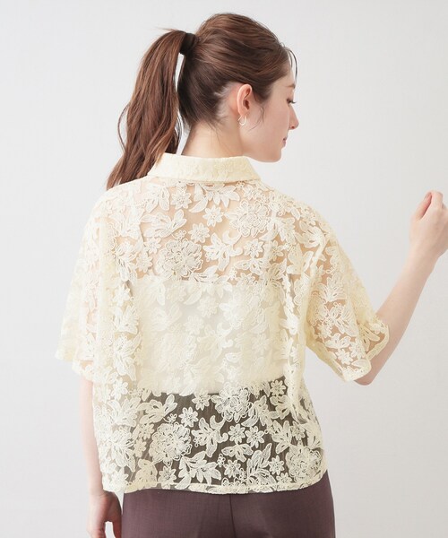 index（インデックス）の「フラワー刺繍シアーシャツ【洗濯機OK／イージーアイロン】（シャツ/ブラウス・レディース・ライトグレー/アイボリー/ブラック・00）」の18枚目の写真