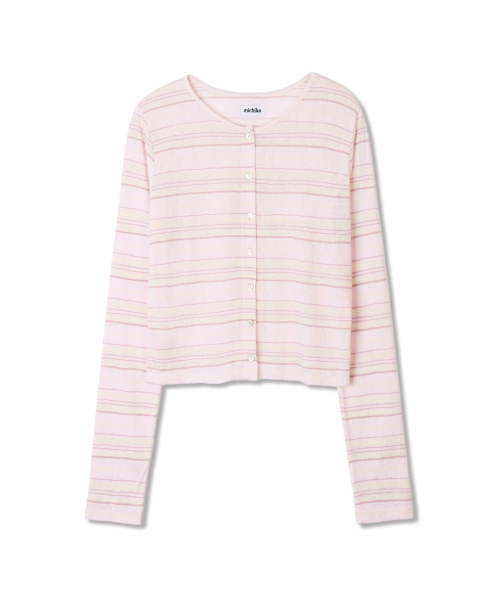 MICHIKO LONDON(ミチコ ロンドン)の「ストライプシアカーディガンソフトピンク(カーディガン/ボレロ・レディース・その他・MEDIUM/SMALL)」の2枚目の写真