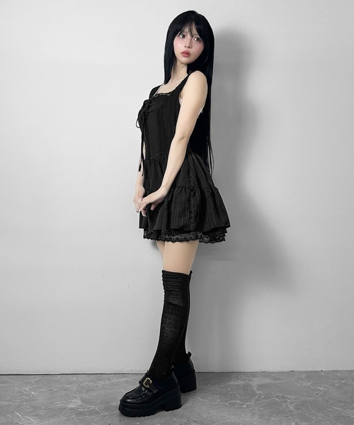 FOLLOWIN(フォロウィン)の「フロントリボンレースキャミミニワンピー(ワンピース・レディース・ブラック/ホワイト・FREE)」の14枚目の写真