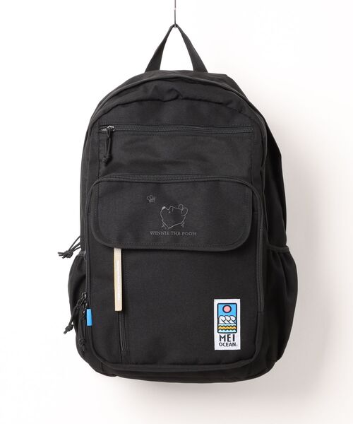 MEI OCEAN(メイオーシャン)の「メイオーシャン×プー フラップポケット付きリュック(バックパック/リュック・メンズ・ブラック・FREE)」の1枚目の写真