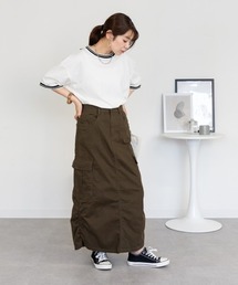 ストレッチツイル Iライン ロングカーゴスカート