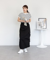 ストレッチツイル Iライン ロングカーゴスカート