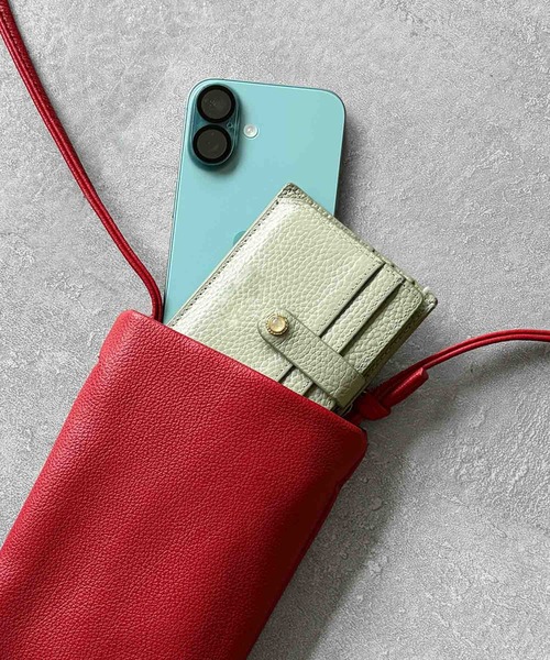 LOWO(ロワ)の「レザーミニショルダーバッグ スマホショルダー スマホポーチ 合成皮革(ショルダーバッグ・レディース・ブラウン/アイボリー/レッド/ベージュ/ブラック・FREE)」の13枚目の写真