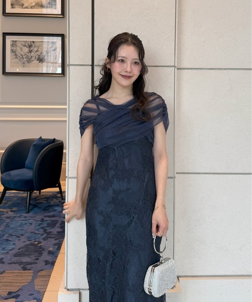 Cross tulle design flare dress（ドレス）｜LE'RURE（リルアー）の