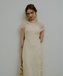 Cross tulle design flare dress