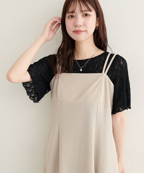 natural couture(ナチュラルクチュール)の「フレアスリーブリバーシブルレース(Tシャツ/カットソー・レディース・オフホワイト/グレー/ピンク/ブラック・FREE)」の20枚目の写真