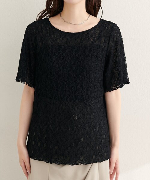 natural couture(ナチュラルクチュール)の「フレアスリーブリバーシブルレース(Tシャツ/カットソー・レディース・オフホワイト/グレー/ピンク/ブラック・FREE)」の18枚目の写真