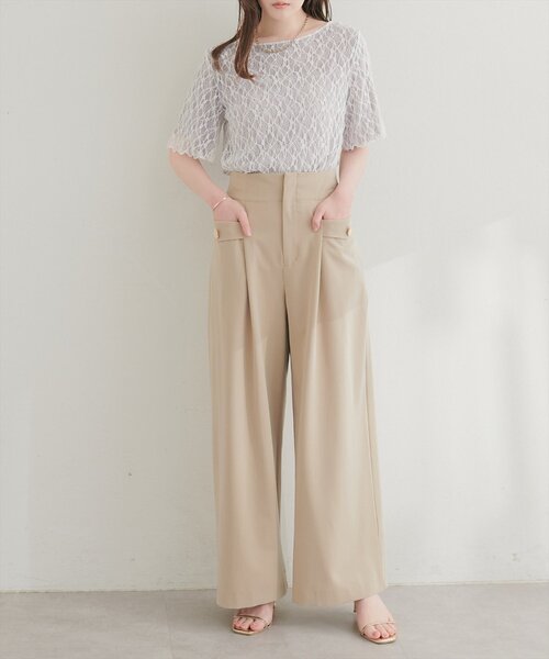 natural couture(ナチュラルクチュール)の「フレアスリーブリバーシブルレース(Tシャツ/カットソー・レディース・オフホワイト/グレー/ピンク/ブラック・FREE)」の8枚目の写真