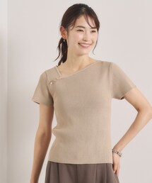 アシメネックリブニット
