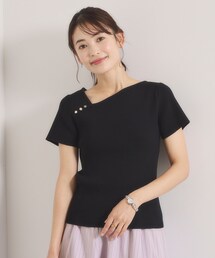 アシメネックリブニット