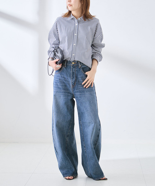 journal standard L'essage（ジャーナルスタンダードレサージュ）の「バレルワイドデニムパンツ（デニムパンツ・レディース・ネイビー/ブルー・38/36）」の9枚目の写真