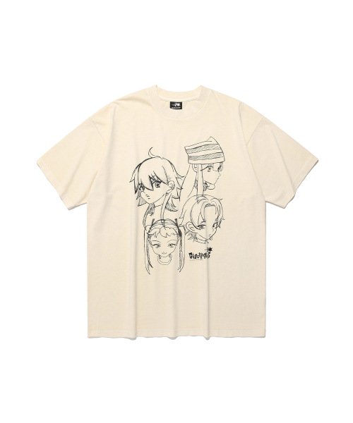NICE GHOST CLUB(ナイスゴーストクラブ)の「GHOST ANGELS HEAD SKETCH PIGMENT BIGBIG TEE_WHITE(NG2FMFT589A)(Tシャツ/カットソー・レディース・ホワイト・SMALL/MEDIUM)」の1枚目の写真