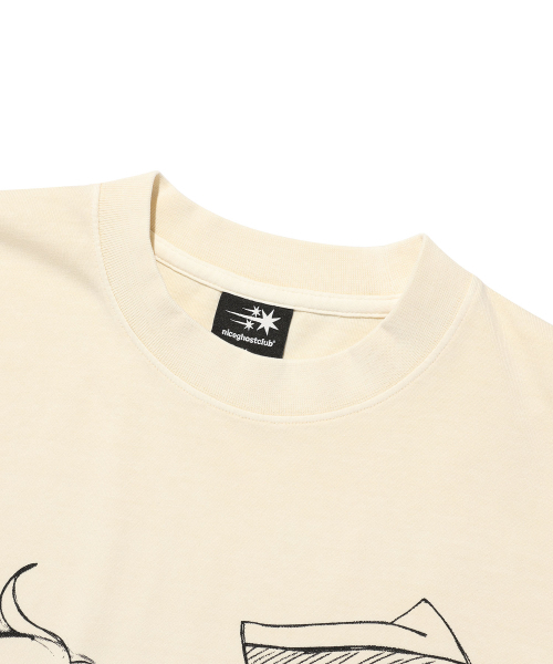 NICE GHOST CLUB(ナイスゴーストクラブ)の「GHOST ANGELS HEAD SKETCH PIGMENT BIGBIG TEE_WHITE(NG2FMFT589A)(Tシャツ/カットソー・レディース・ホワイト・SMALL/MEDIUM)」の3枚目の写真