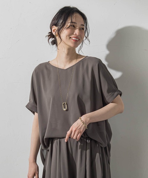 LAUTREAMONT(ロートレアモン)の「【晴れ軽】撥水シアーブラウス≪セット着用可≫(シャツ/ブラウス・レディース・カーキ/グリーン系その他/ブラック・9号)」の5枚目の写真