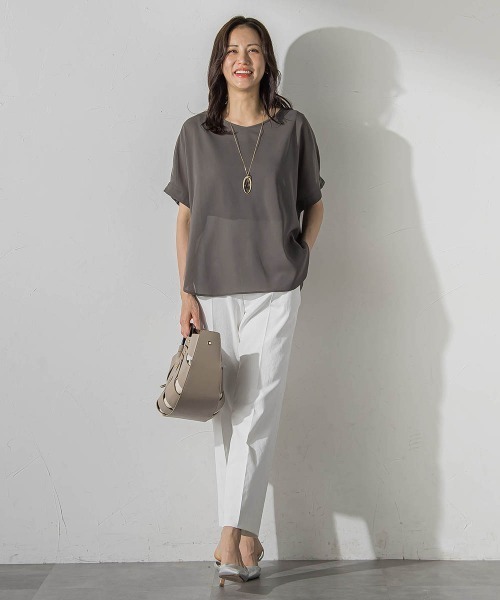 LAUTREAMONT(ロートレアモン)の「【晴れ軽】撥水シアーブラウス≪セット着用可≫(シャツ/ブラウス・レディース・カーキ/グリーン系その他/ブラック・9号)」の10枚目の写真
