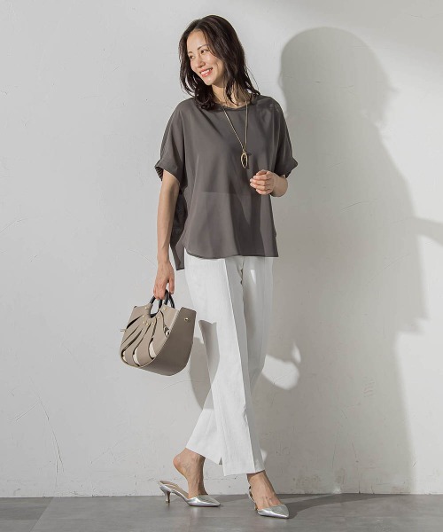 LAUTREAMONT(ロートレアモン)の「【晴れ軽】撥水シアーブラウス≪セット着用可≫(シャツ/ブラウス・レディース・カーキ/グリーン系その他/ブラック・9号)」の11枚目の写真