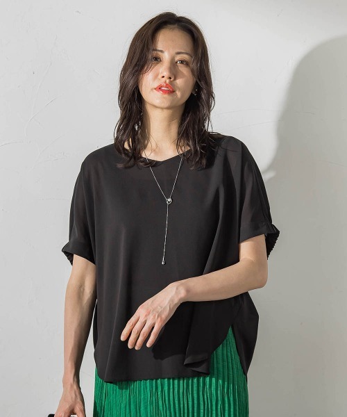 LAUTREAMONT(ロートレアモン)の「【晴れ軽】撥水シアーブラウス≪セット着用可≫(シャツ/ブラウス・レディース・カーキ/グリーン系その他/ブラック・9号)」の15枚目の写真
