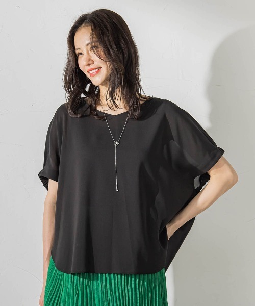 LAUTREAMONT(ロートレアモン)の「【晴れ軽】撥水シアーブラウス≪セット着用可≫(シャツ/ブラウス・レディース・カーキ/グリーン系その他/ブラック・9号)」の14枚目の写真