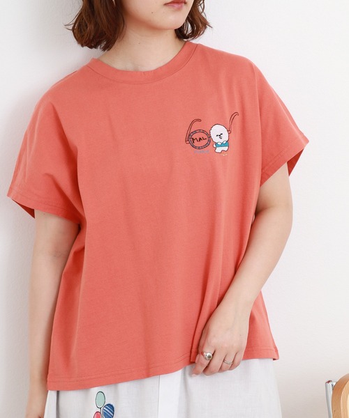 Emago(イマゴ)の「EMAGO 丸メガネとマルチーズ刺繍T 半袖(Tシャツ/カットソー・レディース・ベージュ/ホワイト・FREE)」の16枚目の写真