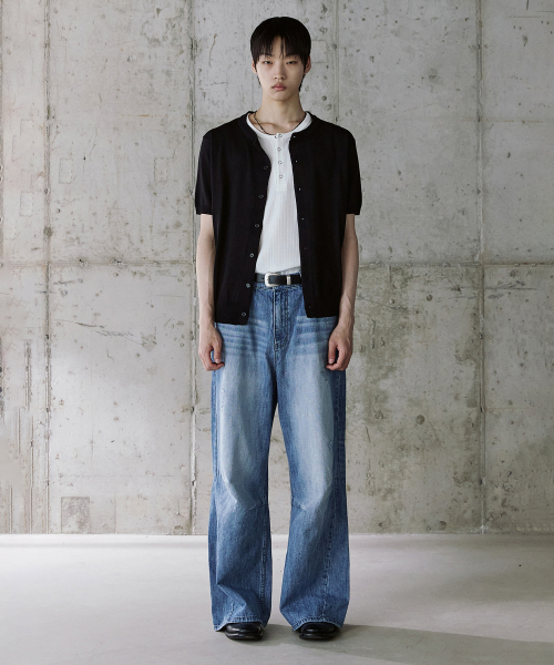 P.IN.O(ピインオ)の「クーリングラウンドセミクロップハーフニット - ブラック(Tシャツ/カットソー・メンズ・その他・MEDIUM/LARGE)」の4枚目の写真
