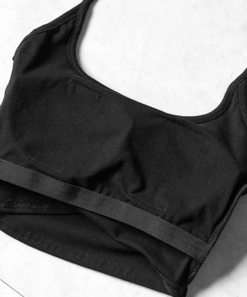me+em select(ミームセレクト)の「【 2点セット 】フロントリボンレイヤードトップス + ホルターキャミ SET / front ribbon layered tops + halter camisole SET(アンサンブル・レディース・ブラック/グレー/ホワイト・FREE)」の10枚目の写真
