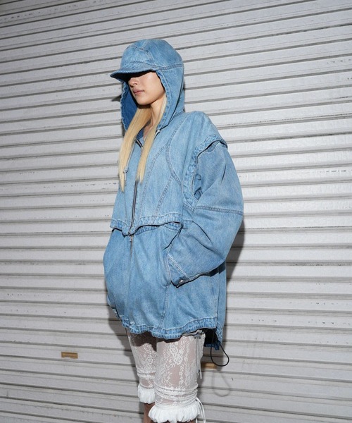 POOLDE(プールデ)の「SWITCH DENIM JACKET(デニムジャケット・レディース・ブルー/ブラック・FREE)」の1枚目の写真