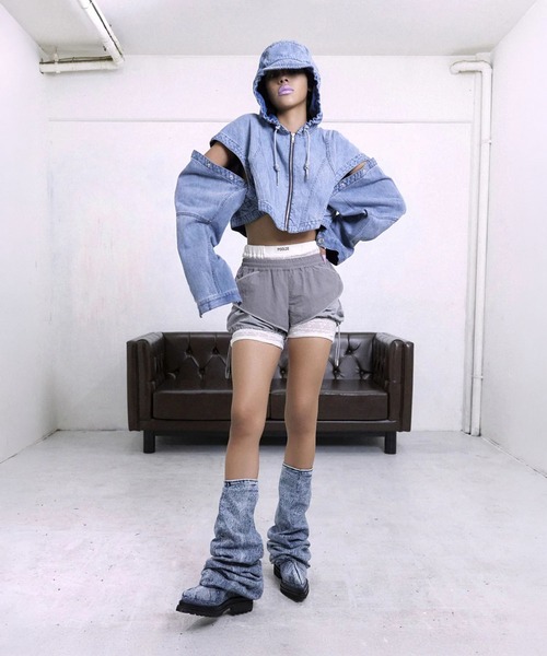 POOLDE(プールデ)の「SWITCH DENIM JACKET(デニムジャケット・レディース・ブルー/ブラック・FREE)」の10枚目の写真