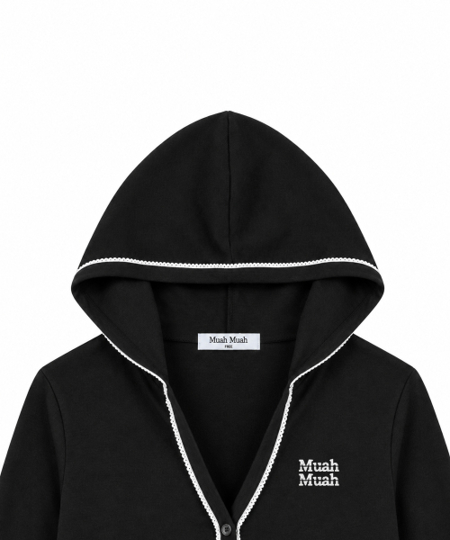 muahmuah（ムーアムーア）の「レースポイントダブルフードカーディガン [ブラック]（カーディガン/ボレロ・レディース・ブラック・FREE）」の6枚目の写真
