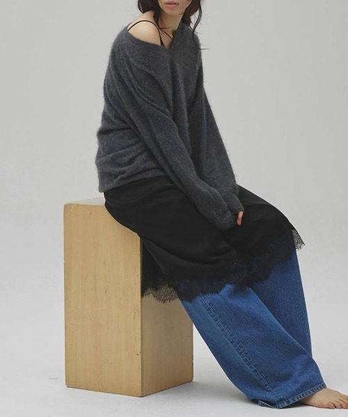 TODAYFUL（トゥデイフル）の「[TODAYFUL/トゥデイフル] サテンレース キャミワンピース（ワンピース・レディース・アイボリー/ブラック・36）」の9枚目の写真