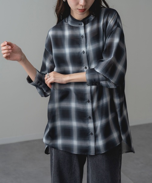 ANNA LUNA(アンナルナ)の「【ANNA LUNA】 オンブレ―チェック が映える 長袖 ブラウス(シャツ/ブラウス・レディース・ブラウン/ブラック・MEDIUM)」の7枚目の写真