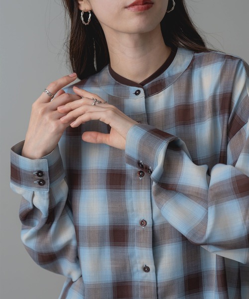 ANNA LUNA(アンナルナ)の「【ANNA LUNA】 オンブレ―チェック が映える 長袖 ブラウス(シャツ/ブラウス・レディース・ブラウン/ブラック・MEDIUM)」の17枚目の写真