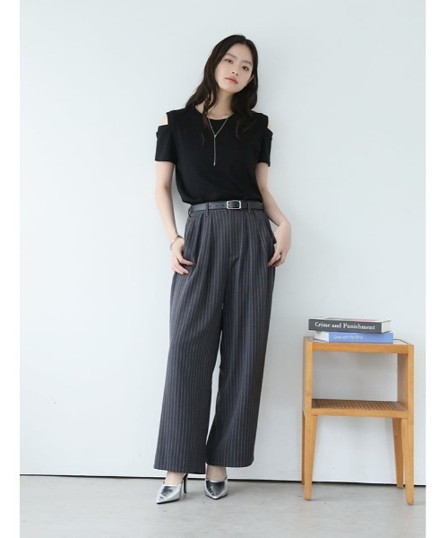 fifth（フィフス）の「オープンショルダーサマーTシャツ（Tシャツ/カットソー・レディース・ブラック/ホワイト・M）」の6枚目の写真