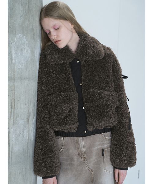 SORIN（ソリン　）の「Synthetic Fur Ribbon Blouson / シンセティックファーリボンブルゾン（ブルゾン・レディース・オフホワイト/ダークグレー/アニマル・38）」の3枚目の写真