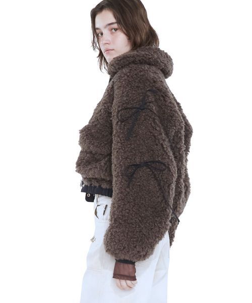 SORIN（ソリン　）の「Synthetic Fur Ribbon Blouson / シンセティックファーリボンブルゾン（ブルゾン・レディース・オフホワイト/ダークグレー/アニマル・38）」の6枚目の写真