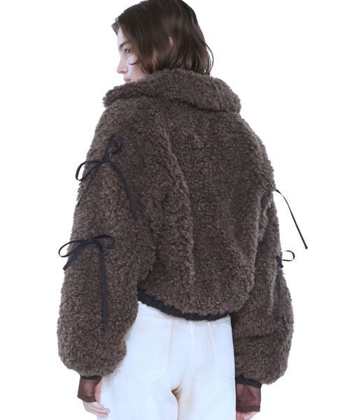 SORIN（ソリン　）の「Synthetic Fur Ribbon Blouson / シンセティックファーリボンブルゾン（ブルゾン・レディース・オフホワイト/ダークグレー/アニマル・38）」の7枚目の写真