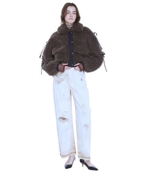 SORIN（ソリン　）の「Synthetic Fur Ribbon Blouson / シンセティックファーリボンブルゾン（ブルゾン・レディース・オフホワイト/ダークグレー/アニマル・38）」の8枚目の写真